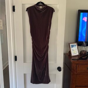 Elegant Velvet Purple Sleeveless Dress